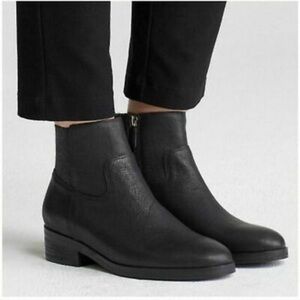 Eileen Fisher Joyce Leather Ankle Boots Black Size 7